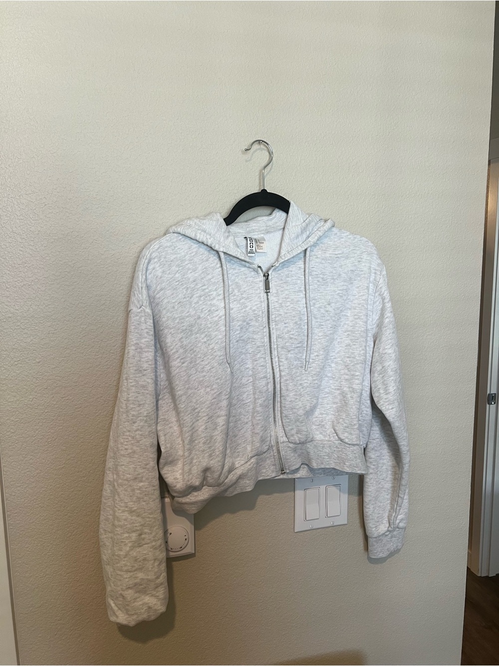 Divided Light Gray Cropped Zip Hoodie Jacket